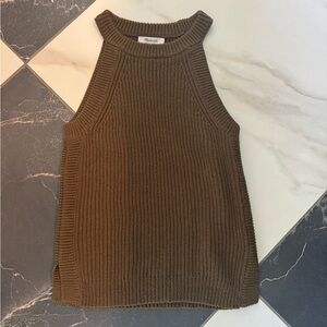 Madewell Valley Sweater Tank Olive Green Knit xs EUC